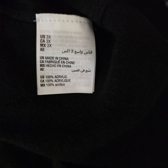 Karen Scott VNeck Plus Size Sweater Womens Size 3X Black New Long - Picture 7 of 7